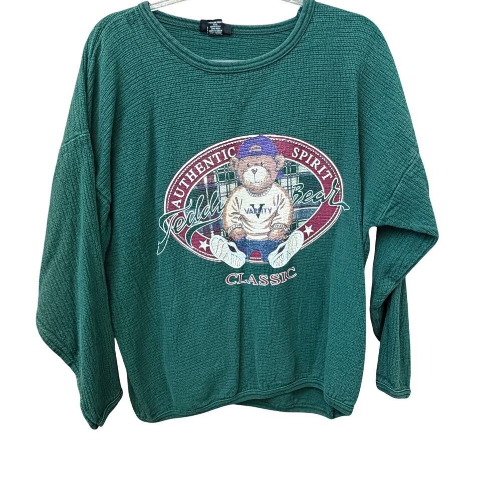 Chic Vintage Teddy Bear Pullover Medium Large M/L 90s Cottagecore